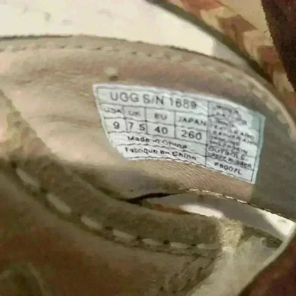 UGG Margot Brown Leather Shearling Wedge Espadrille Slip On Sandals Size 9 - Picture 4 of 5